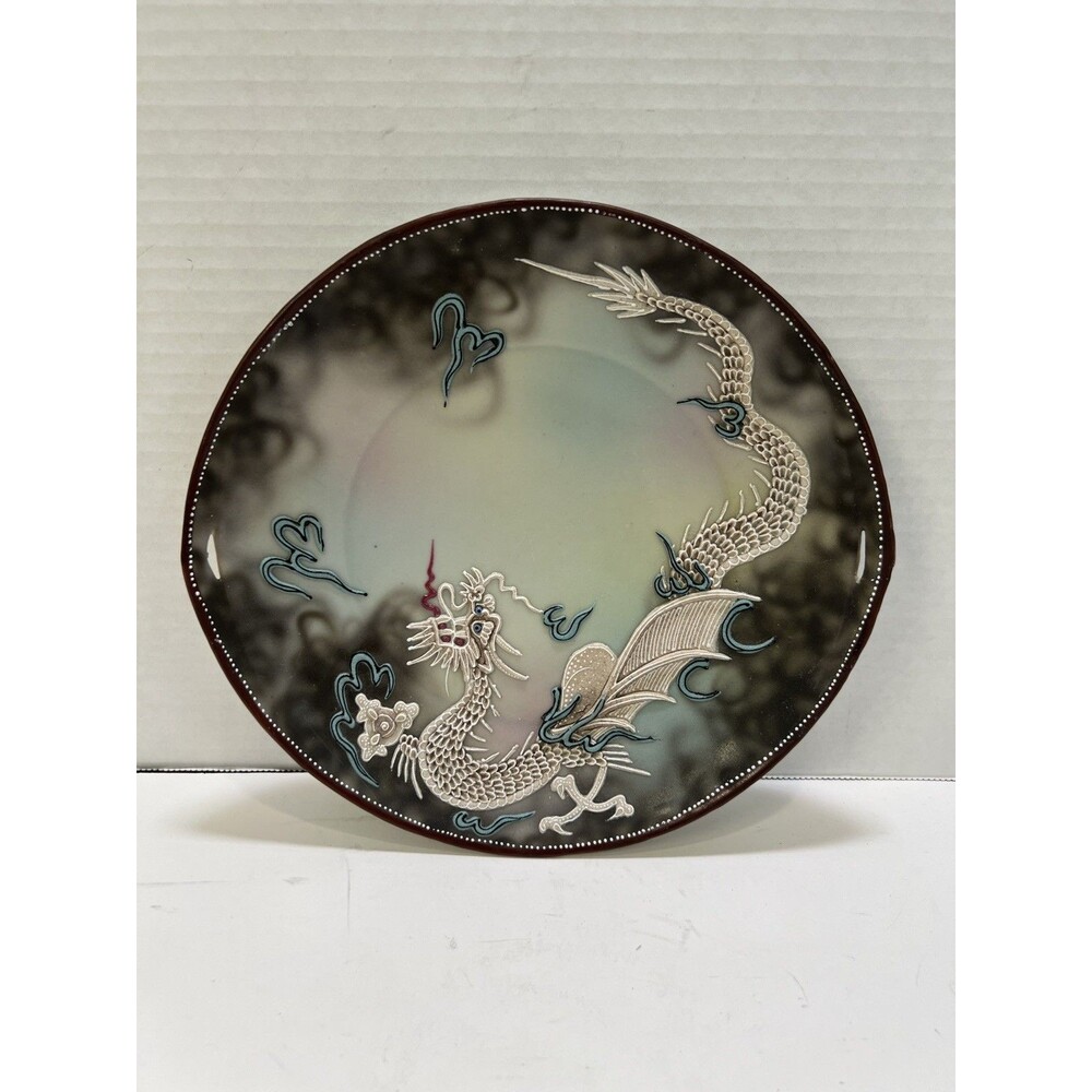 Hand Painted Nippon Takito Moriage Dragon Dragonware 9” Serving Plate Japan
